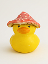 Керамическая фигурка Уточка в шляпе в форме мухомора, 7 см, превью фото 1