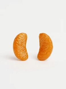 Серьги-гвоздики «Дольки мандарина», полимерная глина