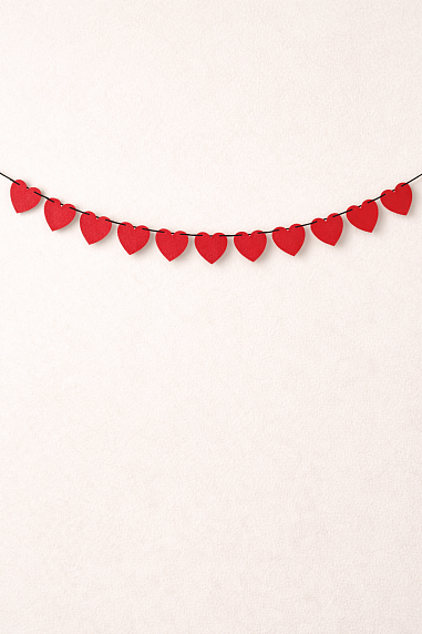 Бумажная гирлянда Магия букв «Сердечки», красная, картон 240 г/м², 1.8 м, фото 1.