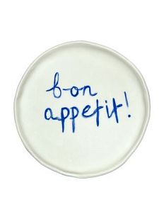 Тарелка ручной работы c надписью «Bon appetit!», керамика, 17 см