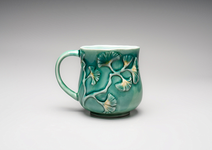 Кружка ручной работы «Гинкго», фарфор, 300 мл, фото 1.