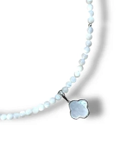 Чокер с подвеской Бур.Мур «Четырёхлистник», родированная латунь, перламутр