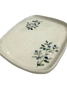 Блюдце ручной работы Верба керамика «Черника», квадратное, керамика, 18,5 см