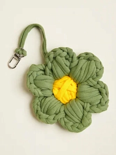 Вязаный обвес «Цветок», хаки, 10 см