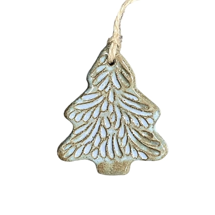 Ёлочная игрушка Верба керамика «Серо-голубая ёлка», керамика, фото 1.