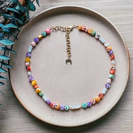 Колье ручной работы Бур.Мур «Paints 2», ракушка, цветной перламутр, фото 1.