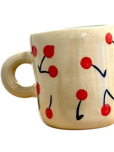 Кружка ручной работы Малёма с росписью Вишенки, высокая, керамика, 350 мл