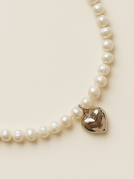 Чокер ручной работы «Amore», речной жемчуг, родированная латунь, фото 1.