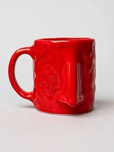 Кружка ручной работы Тата вытворяет/NF ceramics «Нос», красная, 400 мл