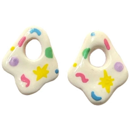 Асимметричные серёжки-гвоздики Радость Рядом, полимерная глина, фото 1.