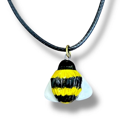 Подвеска ручной работы с пчелой, белый, керамика, фото 1.