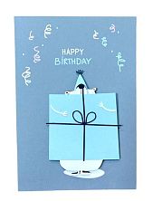 Открытка ВОЕ на День Рождения с деревянными элементами «Happy Birthday», открывающаяся