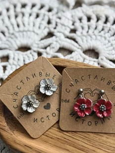 Серьги-пусеты Счастливые истории «Цветы», полимерная глина