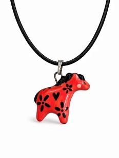 Подвеска ручной работы Боттери керамика «‎Лошадка красная»‎, керамика