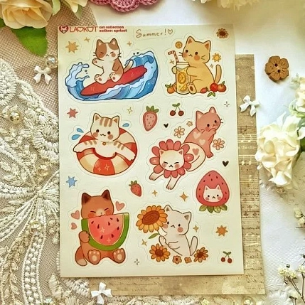 Стикерпак Лавкот «Летние котята», А6, фото 2.