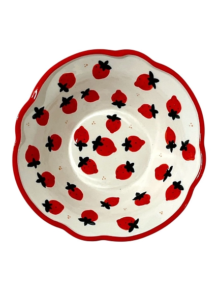 Пиала ручной работы Slowday Ceramics «Клубника», полуфарфор, 17 см, фото 1.