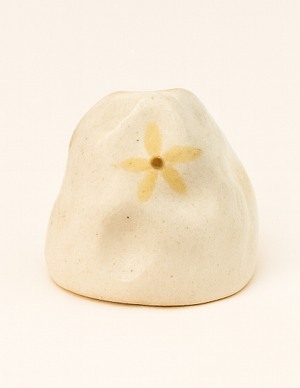 Подсвечник для тонких свечей «Цветочки», жёлтый, керамика, фото 1.