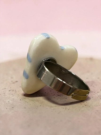 Кольцо ручной работы Радость Рядом в форме сердца «Собачка», полимерная глина, незамкнутое, фото 2.