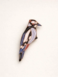 Брошь ручной работы «Дятел», Partala ceramics