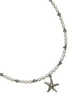 Чокер ручной работы ‭«Crystal» с подвеской-морской звездой, белый