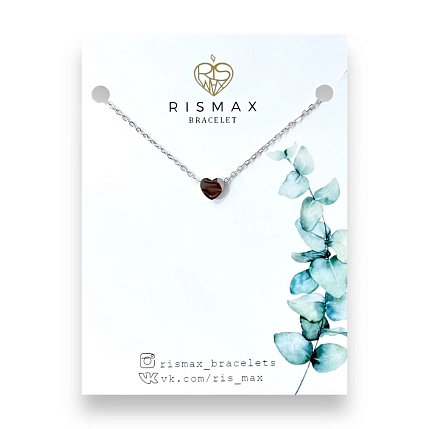 Подвеска ручной работы РисМакс на цепочке с сердцем, нержавеющая сталь, фото 1.