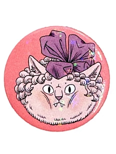 Закатной значок «Кошка с бантиком», металл, 35 мм