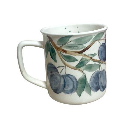 Кружка ручной работы цилиндр «Сливы», керамика, 450 мл, фото 3.