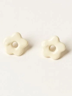 Серёжки-гвоздики Радость Рядом «Цветочки», полимерная глина, белые