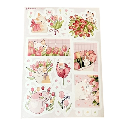 Стикерпак Лавкот «Котята в тюльпанах», А6, фото 1.