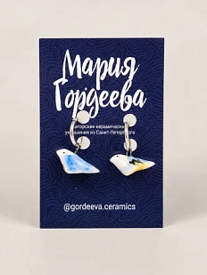 Серьги Мария Гордеева «Птички», жёлто-голубые, керамика