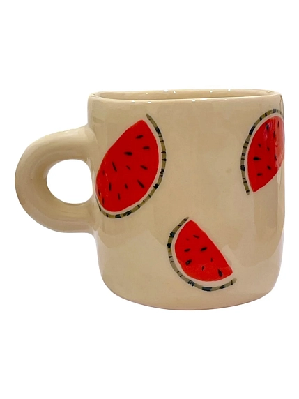 Кружка ручной работы Малёма с росписью Арбуз, керамика, 350 мл, фото 1.
