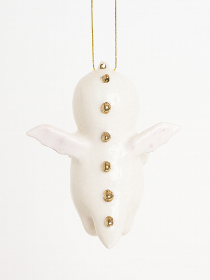 Ёлочная игрушка из фарфора «Малыш в костюме динозаврика», белый, 10 см, фото 2.