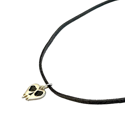 Кулон ручной работы на кожаном ремешке «Череп», нейзильбер, фото 7.