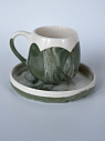 Кружка ручной работы круглая «Зелёный мрамор», керамика, 250 мл, превью фото 2