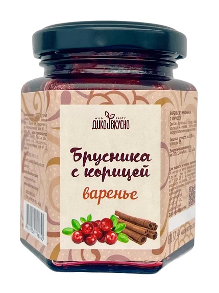 Варенье Дико Вкусно «Брусника с корицей», 220 гр, фото 1.
