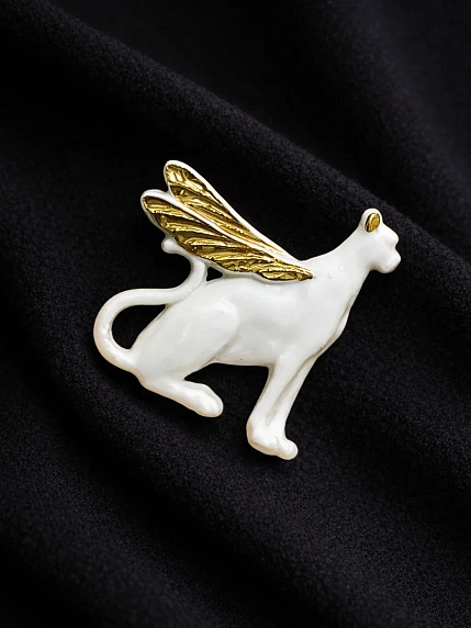 Брошь ручной работы Фарфор Булыгина «Гепард», бело-золотистая, фото 3.