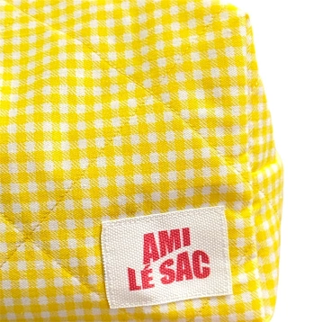 Косметичка ручной работы АМИ (Ami lé sac) «Moyen», жёлтая мелкая клетка, фото 3.