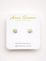 Серёжки-гвоздики «Звёздочки», фарфор, зеленые мраморные, превью фото 1