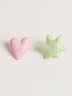 Серёжки-гвоздики Радость Рядом «Звезда и сердце розовое», полимерная глина