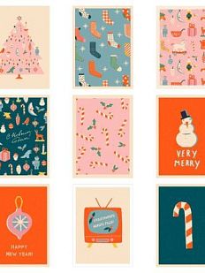 Открытка ретро на Новый год, в ассортименте